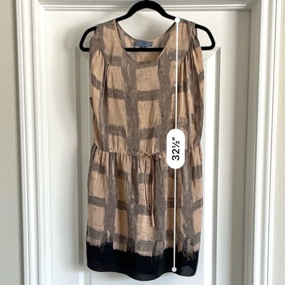 Dil Casual Peach and Black Silk Dress Tie Waist - Picture 5 of 9